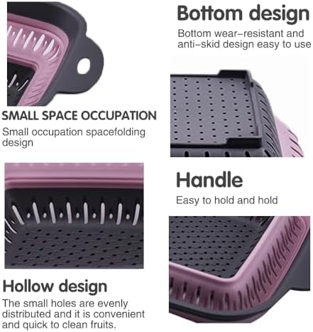 Collapsible Colander Set, Square Round Triangles Silicone Kitchen Strainer