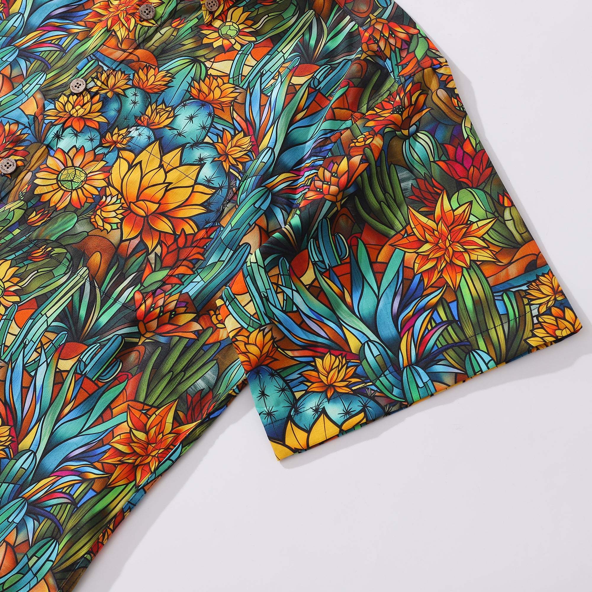 1960s Hawaiian Shirt For Men Colorful Button-down Shirt Short Sleeve 100% Cotton Shirt Beauty Of The Desert By Cigar