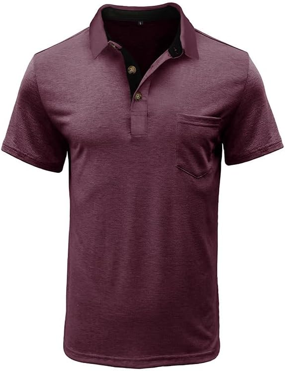 Men's Classic Cotton Polo Shirt Short Sleeve Button Golf Tee