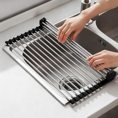 NEZUIBAN Dish Drying Rack with Roll Up and Over Sink