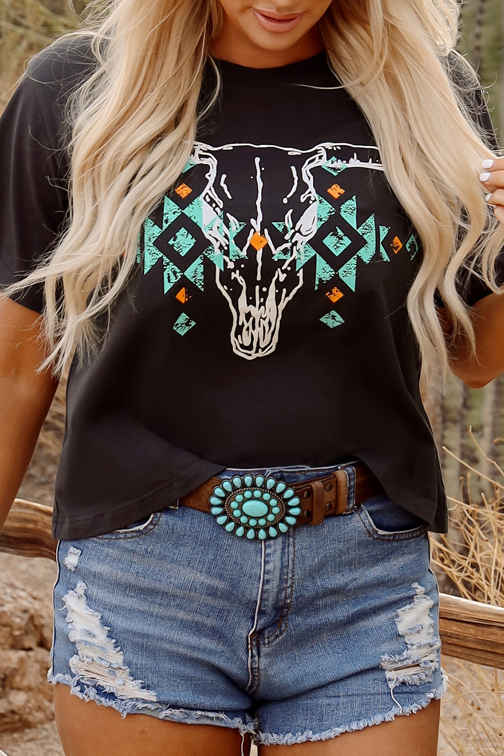 Western Aztec Crewneck T-Shirt