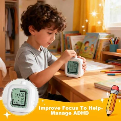 4 in 1 Visual Digital Timer Without Backlight, Easy Set Alarm Clock Humidity