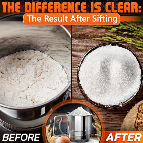 5 Cup Flour Sifter for Baking, Stainless Steel One-Hand Press