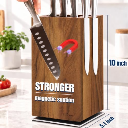 Dmore magnetic knife block without knives, 360° rotatable magnet knife holder