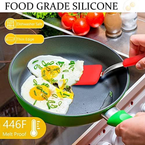 2Pcs Mini Silicone Cookie Brownie Spatula, Solid Flat