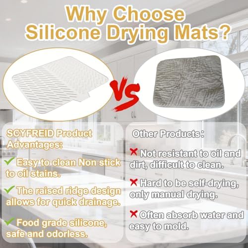 Silicone Dish Drying Mat for Kitchen Counter