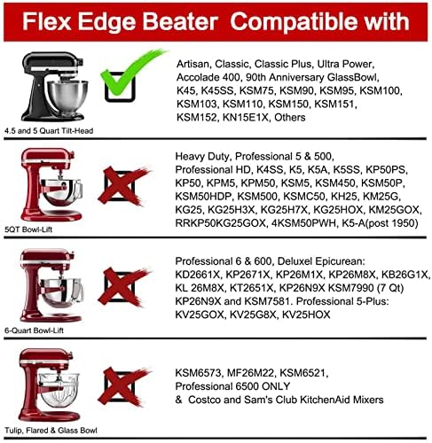 Flex Edge Beater for KitchenAid Tilt-Head Stand Mixer 4.5-5 Quart
