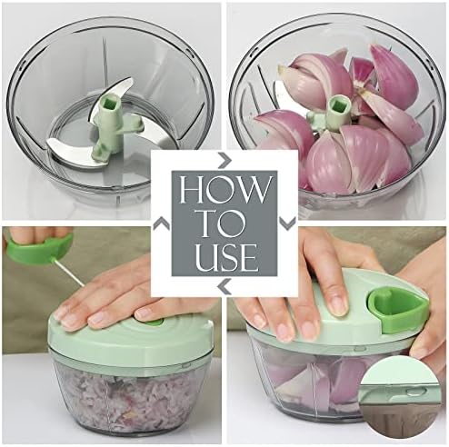 Ourokhome Manual Food Processor Vegetable Chopper, Portable Hand Pull String