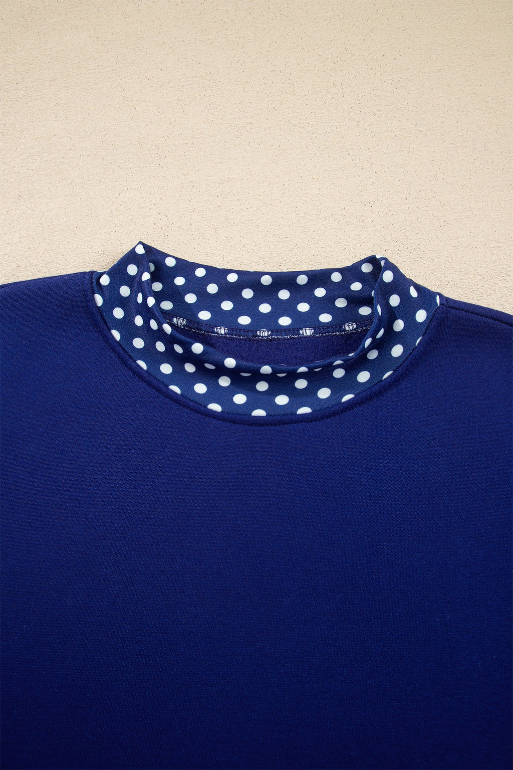 Polka Dot Contrast Trim Mock Neck Sweatshirt