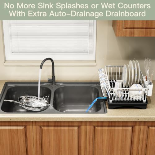 MAJALiS White Expandable Dish Drying Rack Over Sink