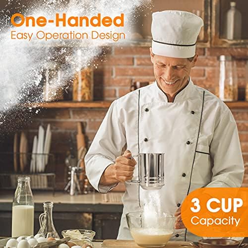 Cook Army Flour Sifter, 3 Cup Stainless Steel, Great Double-layer Baking Sifters