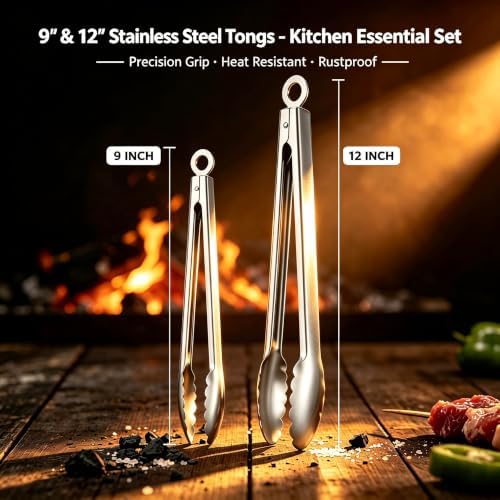 Stainless Steel Cooking Tong Set
