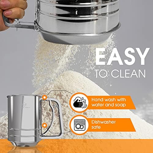 Cook Army Flour Sifter, 3 Cup Stainless Steel, Great Double-layer Baking Sifters