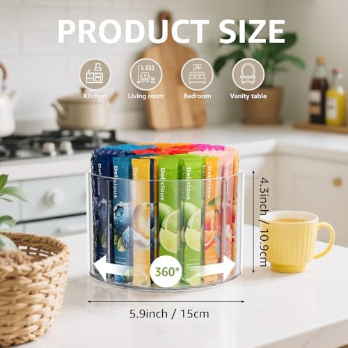 2-Pack Divided Drink Packet Organizer, Rotating Turntable Organizer