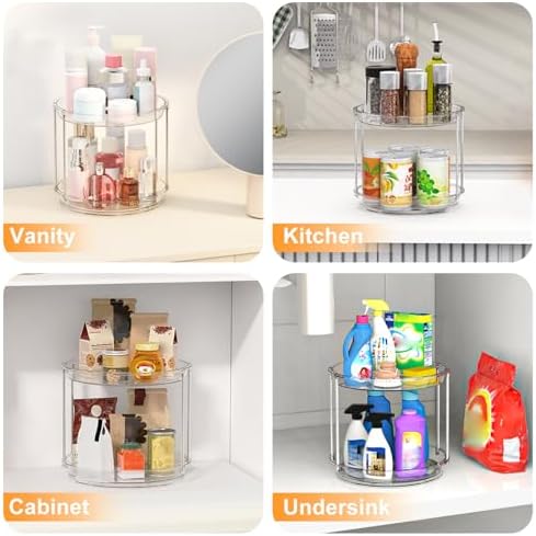 360 Rotating Makeup Organizer, 2 Tier Skincare & Perfume Holder