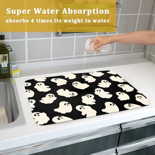 Halloween Ghosts Dish Drying Mat