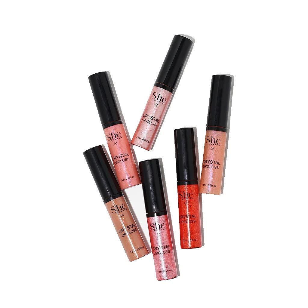 Close up of She Crystal Lip Gloss applicator showing high-shine clear formula