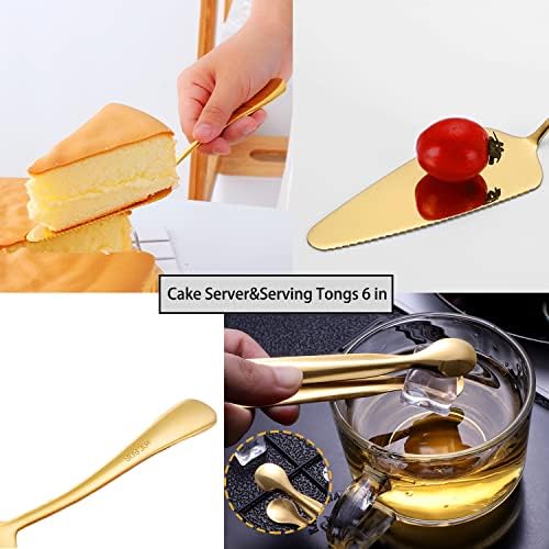 6 PCS Stainless Steel Serving Utensils, Large Serving Spoons Slotted Spoons