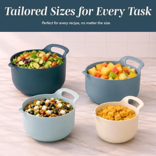COOK WITH COLOR Nesting Plastic Mixing Bowl Set with Pour Spouts and Handles