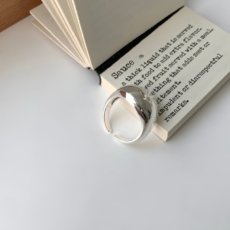 Ins Style Minimalist Design, Versatile & Simple Plain Band, Smooth Surface, Personalized Oval Geometric Open Ring
