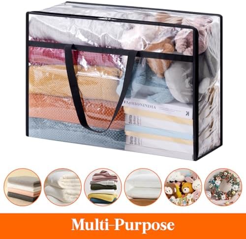 Lifewit 75L Clear Clothes Storage Bags, Plastic Foldable Blanket Storage Bag