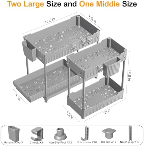 Sevenblue 3-Pack 2-Tier Under Sink Organizers