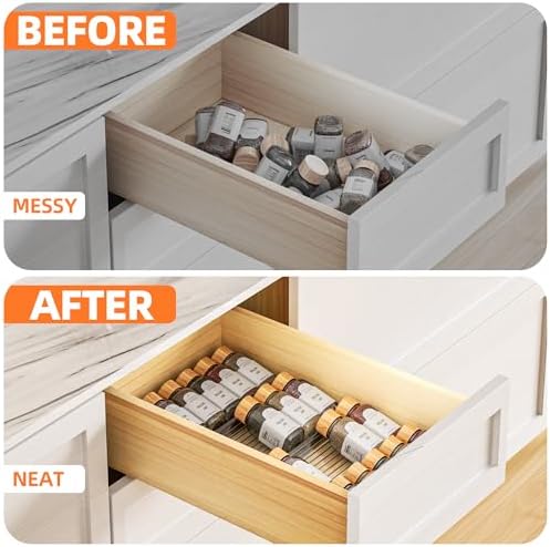 MUDEELA Clear Spice Drawer Organizer, 4 Tier