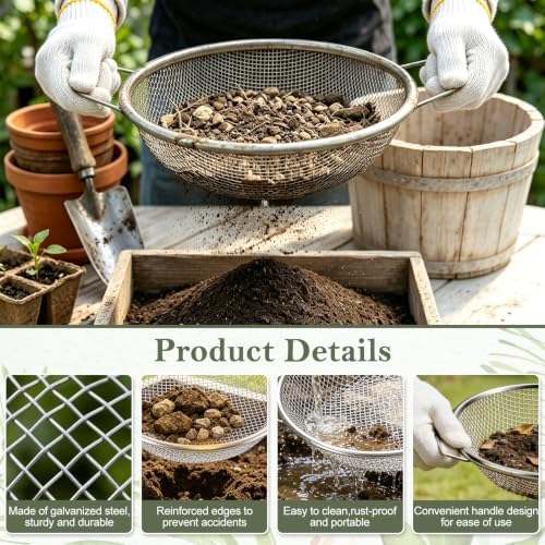 3PCS Soil Sifter for Gardening