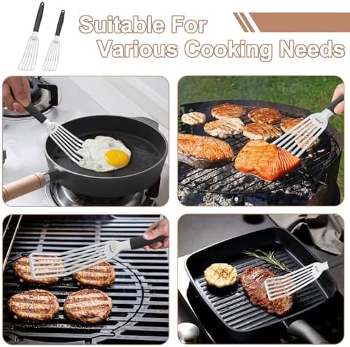 Beijiyi 2 Pack Stainless Steel Fish Spatula, 13.5" & 11.7"
