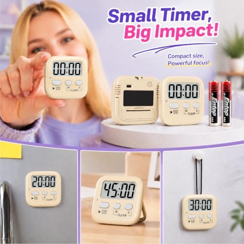 Antonki 2 Pack Digital Timer for Kids Classroom Kitchen Timers for Cooking