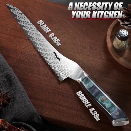 Huusk Serrated Bread Knife 8", Sourdough Bread Knife, Gift