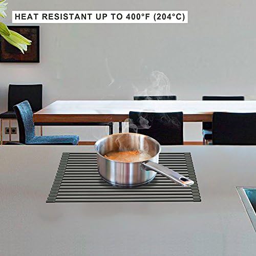 Ahyuan Large Roll up Dish Drying Rack 20.5'' Silicone Over Sink Dish Drying