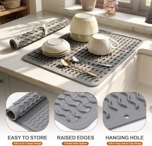 2 Pack Silicone Dish Drying Mat