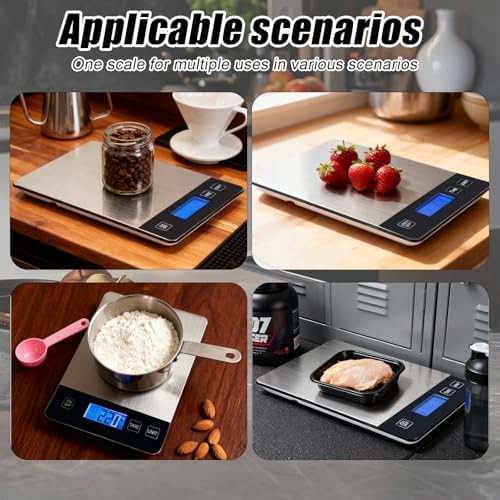 Food Kitchen Scale, 33lb Food Scale Precisely Measures Grams and Ounces