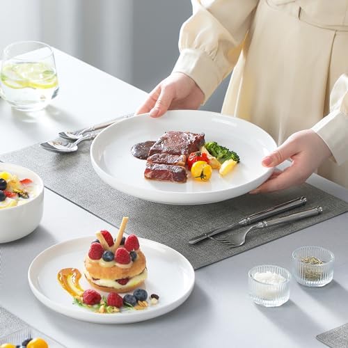 MALACASA Plates and Bowls Sets, 24 Pieces Modern Porcelain Dinnerware Set