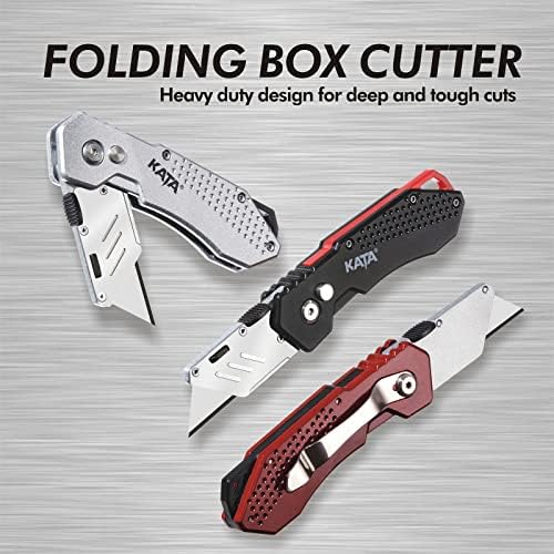 KATA 3 Pack Folding Utility Knife Set, Heavy Duty Box Cutters