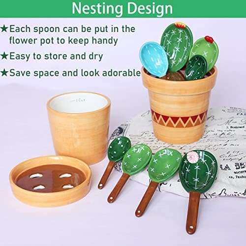 Cactus Measuring Spoons Set in Pot Unique Measuring Cups and Spoons