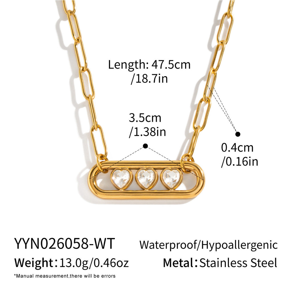 OT Heart-shaped Zircon Pendant Necklace