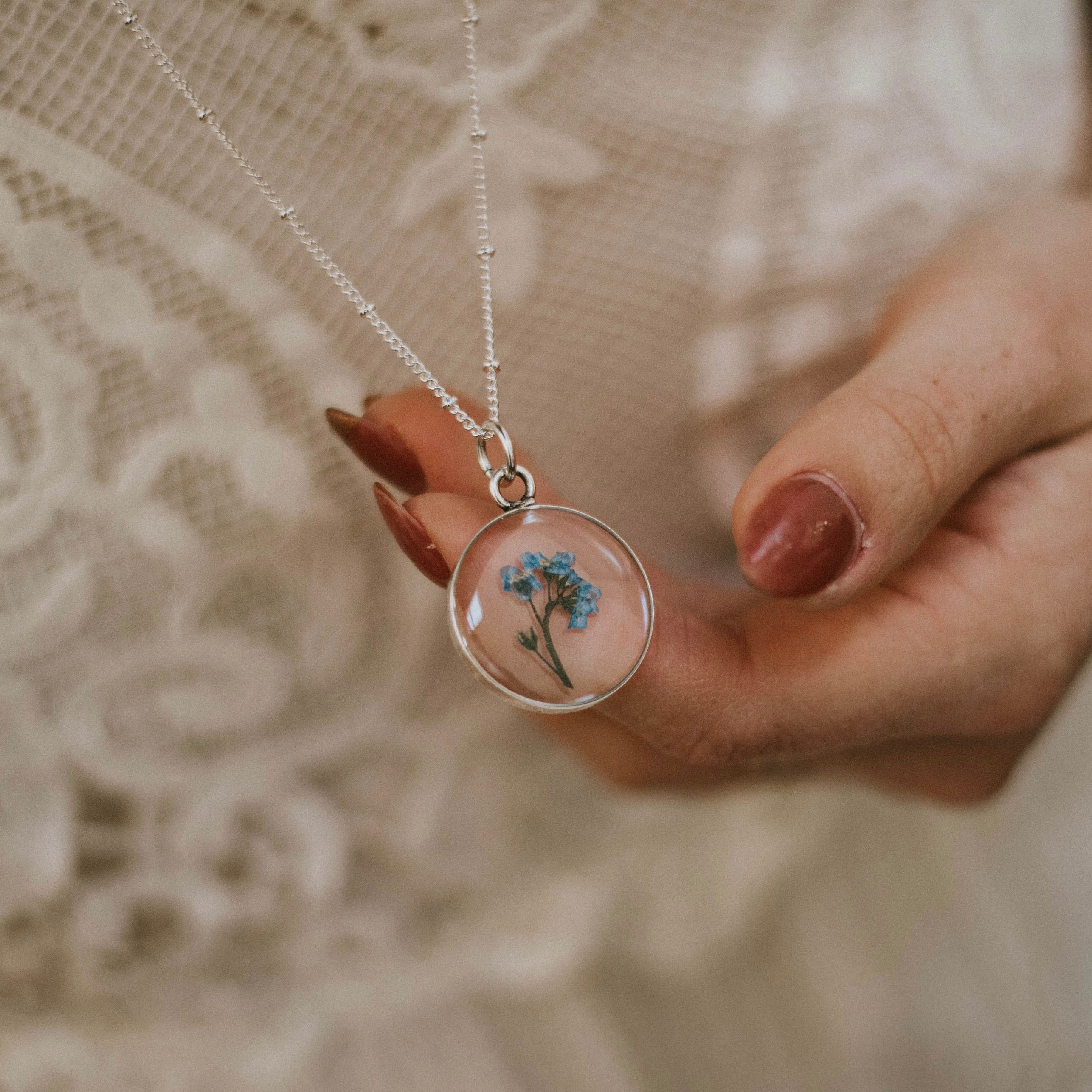 Large Round Botanical Pendant Gold & Silver Plated