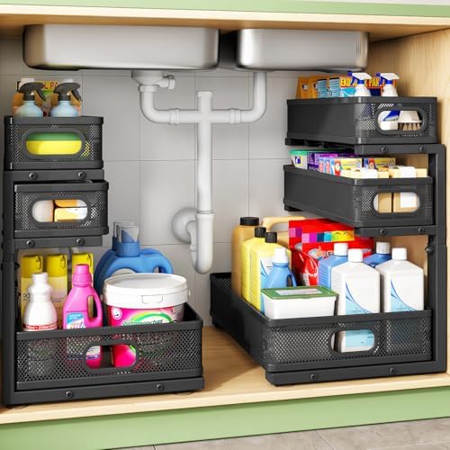 Kitstorack Under Sink Organizer, Slide out Storage Drawer Rack
