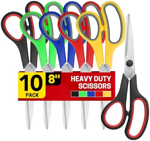 BURVAGY 10 Pack 8" Scissors All Purpose, Heavy Duty Scissors