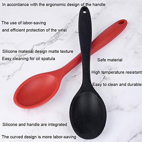 Silicone Nonstick Mixing Spoons Set 2, High Heat Resistant, Hygienic Design