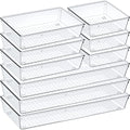 9 Pack Clear Plastic Drawer Organizer Set, Acrylic Non Slip Non Cracking