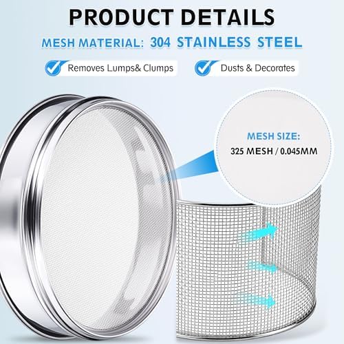 PATIKIL 325 Mesh Lab Sieve, 7.9" Diameter Sifting Screen 304 Stainless Steel
