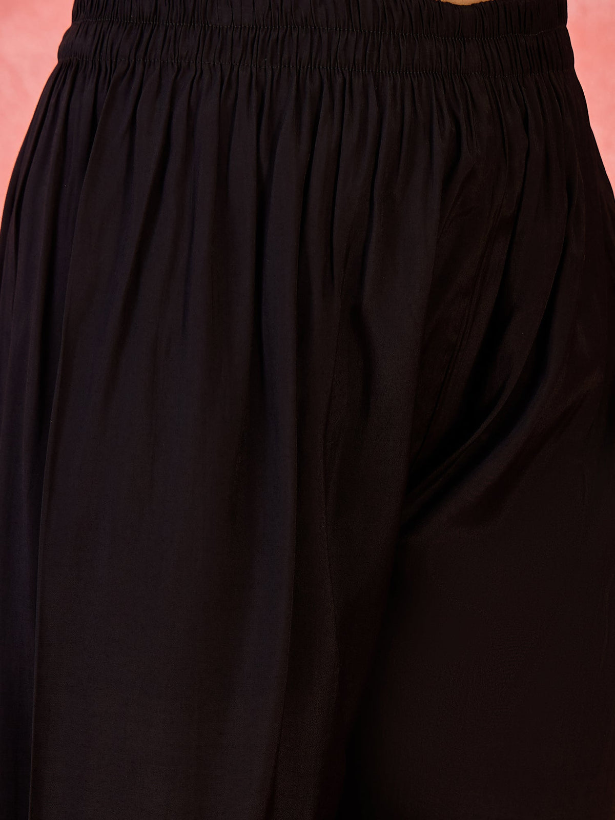 Black Silk Embroidered Readymade Kurta Set for Women
