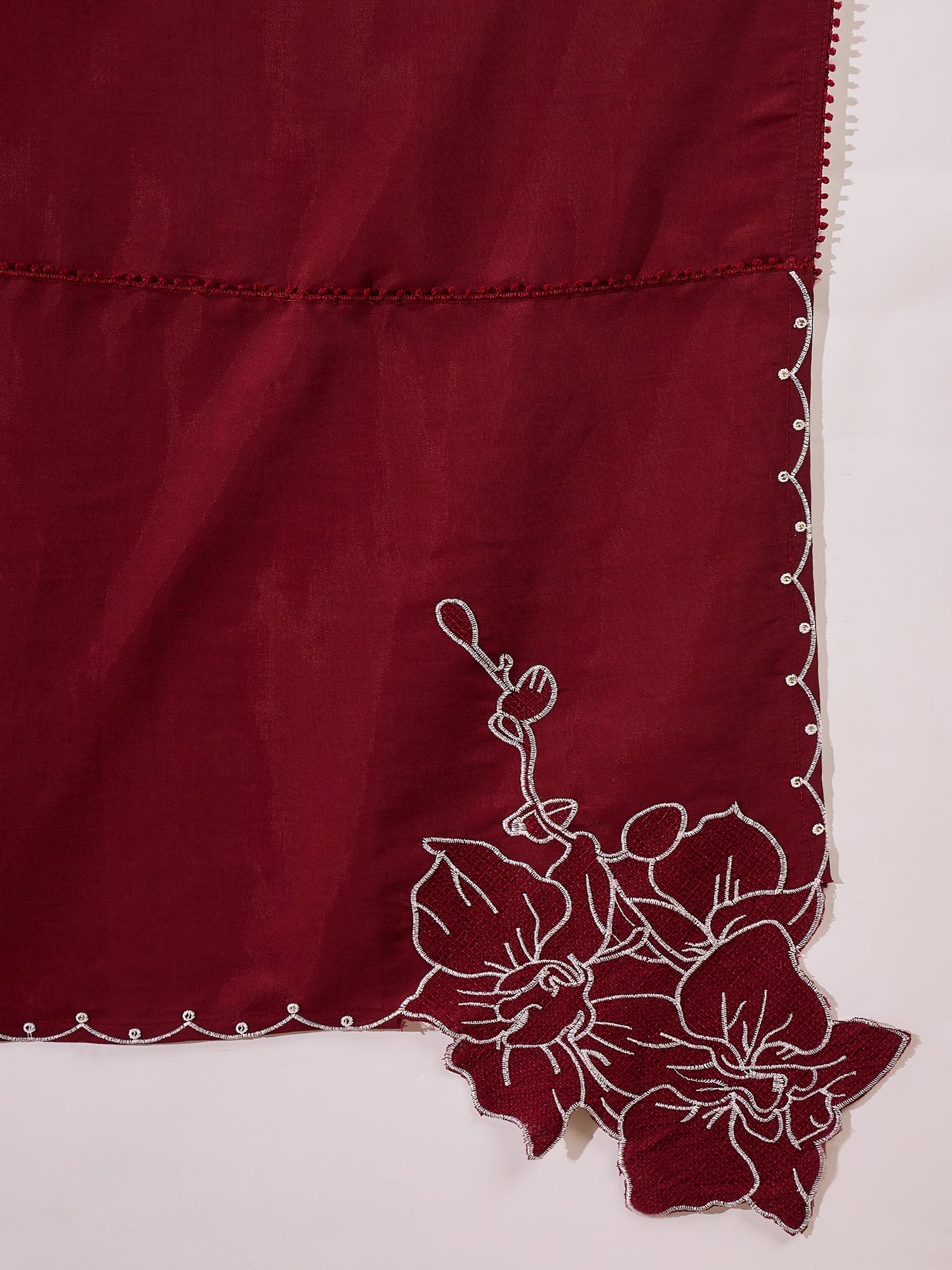 Maroon Silk Embroidered Readymade Kurta Set for Women