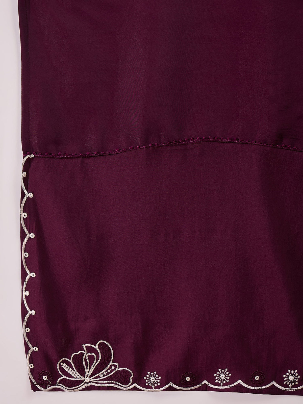 Women's Purple Silk Embroidered Readymade Kurta Set