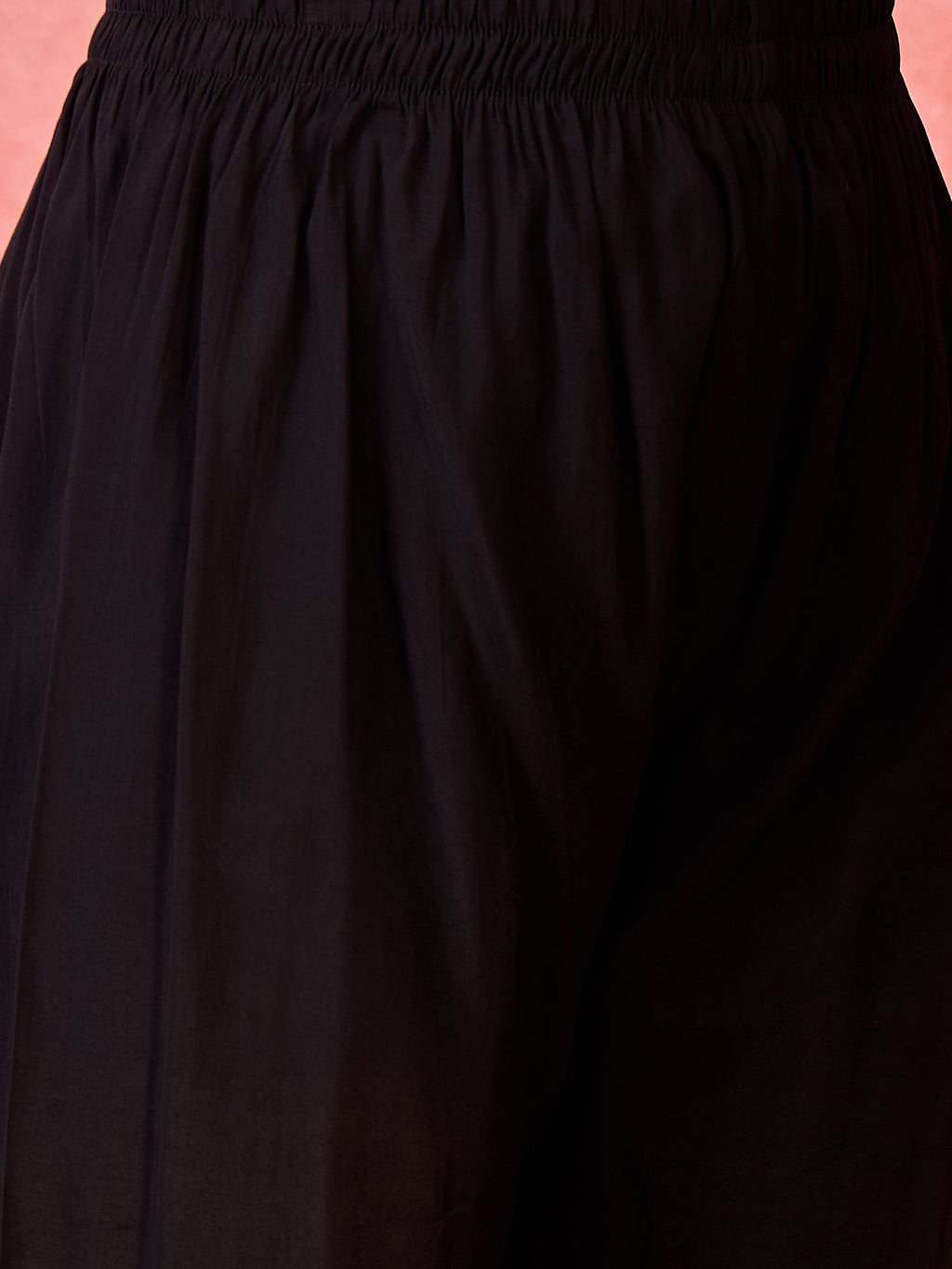 Black Silk Readymade Kurta Set with Silver Embroidery Detailing