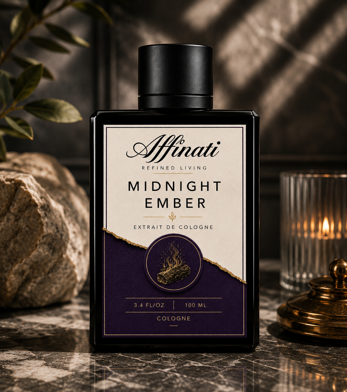 Midnight Ember Extrait de Cologne, Unisex Woody Citrus Fragrance