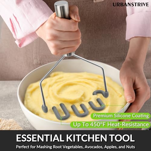 Urbanstrive Non-Scratch Silicone Potato Masher Kitchen Tool, Potatoes Masher